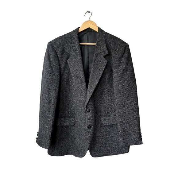 Members Only Size 42R Blazer Sport Coat Suit Tweed Shetland Wool Gray Jacket - Picture 1 of 11